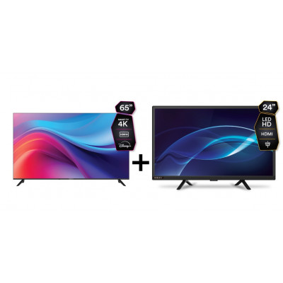 Combo Smart Tv 65 Pulgadas Uhd 4k + Tv LED 24 Pulgadas Noblex