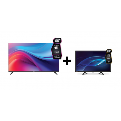 Combo Smart Tv 65 Pulgadas Uhd 4k + Tv LED 24 Pulgadas Noblex