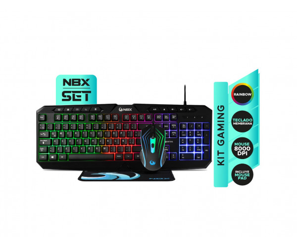Noblex - Kit Gamer Nbx Teclado Rgb, Mouse Y Mousepad Inalámbrico